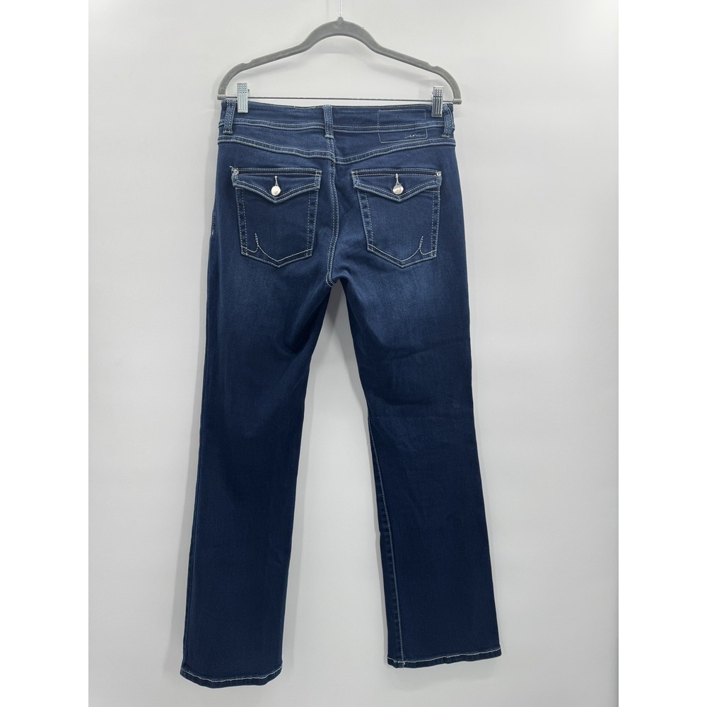 VTG 90s Y2K Denim Boot Leg Jeans 4 Low Rise Curvy Retro Western Button Back Flap